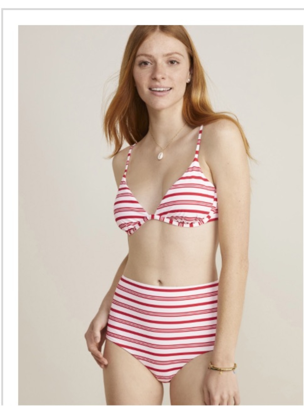Vineyard vines Striped Red and White Bikini Bottoms